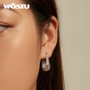 925 Silver Vintage Hoop Earrings Wedding Drop Dangle Pendientes Xmas