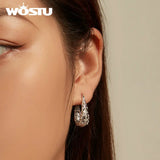925 Silver Vintage Hoop Earrings Wedding Drop Dangle Pendientes Xmas