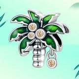 925 Silver Green Coconut Tree Charms CZ Pendant For Bracelet Bangles