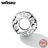 925 Silver Sun Moon Charm Pendant Zircon Beads Bracelet DIY Jewelry