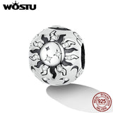 925 Silver Sun Moon Charm Pendant Zircon Beads Bracelet DIY Jewelry