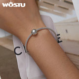 925 Silver Sun Moon Charm Pendant Zircon Beads Bracelet DIY Jewelry