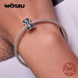 925 Silver Sun & Moon Hourglass Zircon Charm Bead Bracelet Women DIY Jewelry