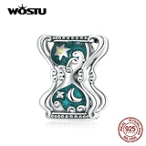 925 Silver Sun & Moon Hourglass Zircon Charm Bead Bracelet Women DIY Jewelry