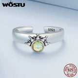 925 Silver Sun Moon Stars Couple Opening Ring Fine Jewelry