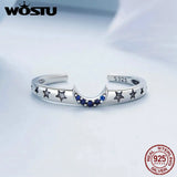 925 Silver Sun Moon Stars Couple Opening Ring Fine Jewelry