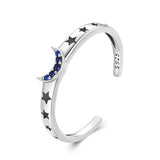 925 Silver Sun Moon Stars Couple Opening Ring Fine Jewelry
