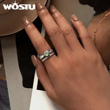 925 Silver Sun Moon Stars Couple Opening Ring Fine Jewelry