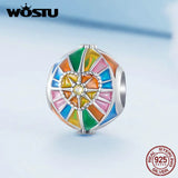925 Silver Sun Tarot Bead Enamel Charms for Bracelet Necklace