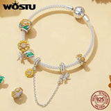 925 Silver Sunflower Charm Safety Chain for Women Bracelet Necklace