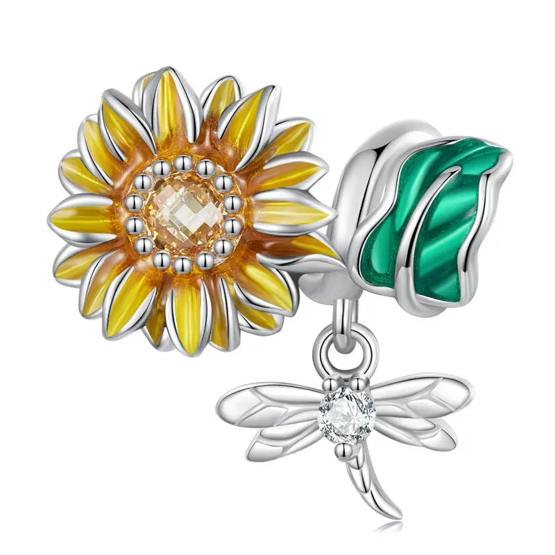 925 Silver Sunflower Charm Safety Chain for Women Bracelet Necklace