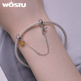 925 Silver Sunflower Charm Safety Chain for Women Bracelet Necklace
