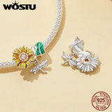 925 Silver Sunflower Charm Safety Chain for Women Bracelet Necklace