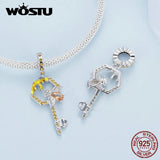 925 Silver Sunflower Heart Charm Cystal Pendant Honeycomb & Key Bead DIY