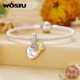 925 Silver Sunflower Heart Charm Cystal Pendant Honeycomb & Key Bead DIY