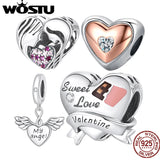 925 Silver Heart Zircon Charm Beads For Women