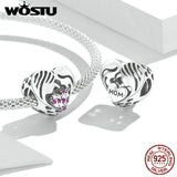 925 Silver Heart Zircon Charm Beads For Women