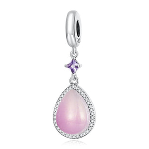 925 Sterling Silver Pink Pear Drop Charm Bead Pendant Jewelry Making