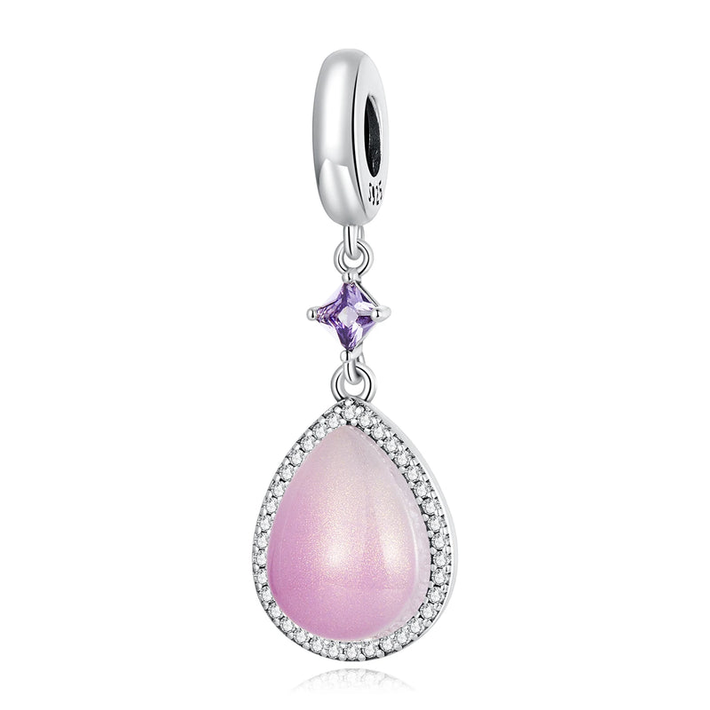 925 Sterling Silver Pink Pear Drop Charm Bead Pendant Jewelry Making