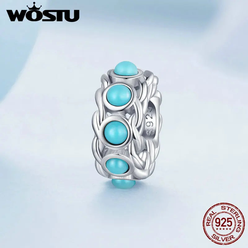 925 Silver Turquoise Bead Stopper Charms for Bracelet Necklace