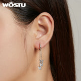 925 Sterling Silver Tassel Earrings Butterfly Line Drop Earrings For Women