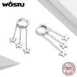 925 Sterling Silver Tassel Earrings Butterfly Line Drop Earrings For Women