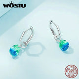 925 Silver Teardrop Dangle Earrings Rainbow Crystal Hoop Women