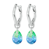 925 Silver Teardrop Dangle Earrings Rainbow Crystal Hoop Women