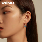 925 Silver Teardrop Dangle Earrings Rainbow Crystal Hoop Women
