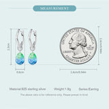 925 Silver Teardrop Dangle Earrings Rainbow Crystal Hoop Women