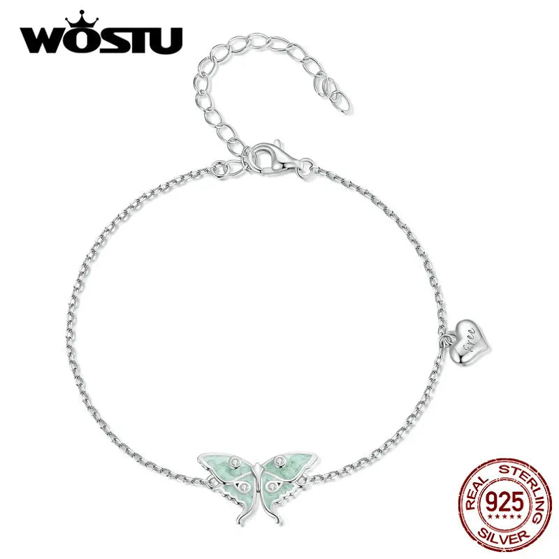 925 Silver The Wizard Of Oz Butterfly Bracelet with Love Tag for Women