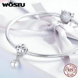 925 Silver Shell Locket Charm Pearl Beads Bracelet DIY Jewelry CQC1155