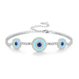 925 Silver Turkey Evil Eye Tennis Bracelet Zircon Layer Wrist Link