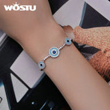 925 Silver Turkey Evil Eye Tennis Bracelet Zircon Layer Wrist Link