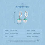 925 Silver Turtle Ear Clips with Shell Pearl Fine Jewelry For Women