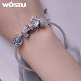 925 Silver Unicorn Rainbow Charm Dreamlike Planet Bead for Women
