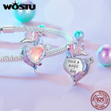 925 Silver Unicorn Rainbow Charm Dreamlike Planet Bead for Women