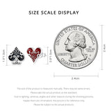 925 Silver Asymmetric Poker Spades Stud Earrings Heart Ear Buckle