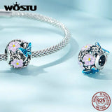 925 Silver Vintage Butterfly Charms Pendant Flower Bead DIY Jewelry