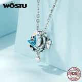 925 Silver Vintage Butterfly Charms Pendant Flower Bead DIY Jewelry