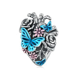 925 Silver Vintage Butterfly Charms Pendant Flower Bead DIY Jewelry