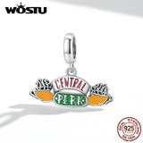 925 Sterling Silver Vintage Coffee Shop Charm Beads