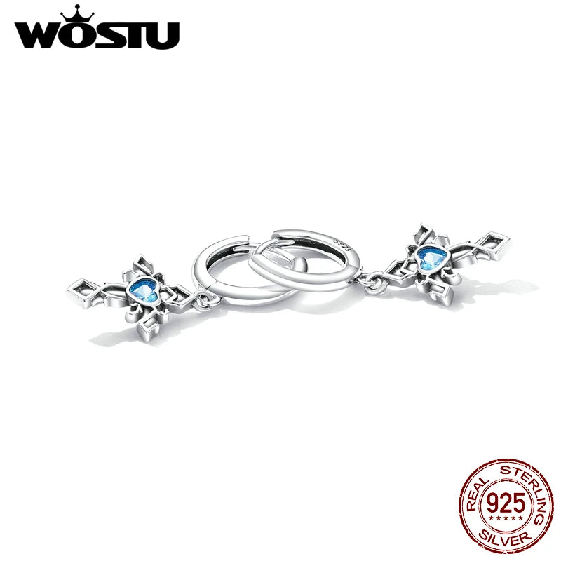 925 Silver Cross Dangle Drop Earrings CZ Hoop Heart Wedding Jewelry