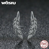 925 Sterling Silver Feather Wings Earrings with Zircon