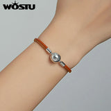 925 Sterling Silver Vintage Family Bracelet Brown Leather CQB215