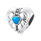 925 Sterling Silver Vintage Pink Zircon Opal Heart Charms Beads