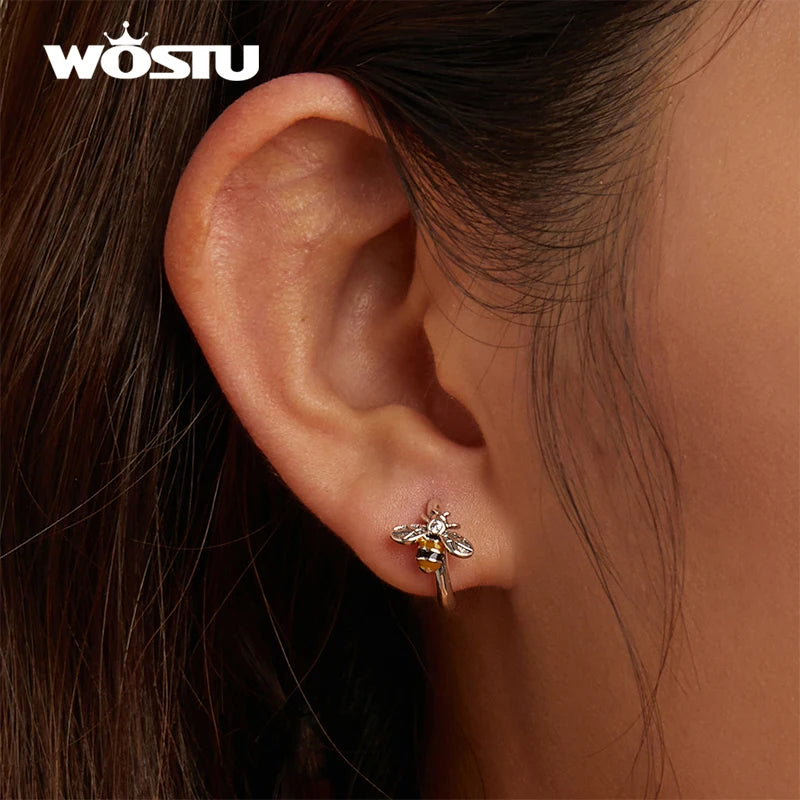 925 Silver Vintage Butterfly Mushroom Bee Stud Earrings