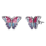 925 Silver Vintage Butterfly Mushroom Bee Stud Earrings