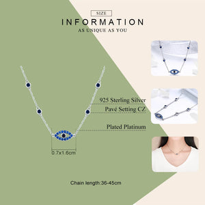 925 Silver Vintage Lucky Eyes Chains Necklace For Women