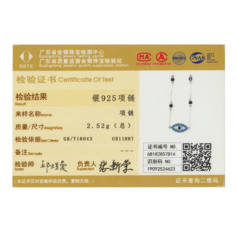 925 Silver Vintage Lucky Eyes Chains Necklace For Women